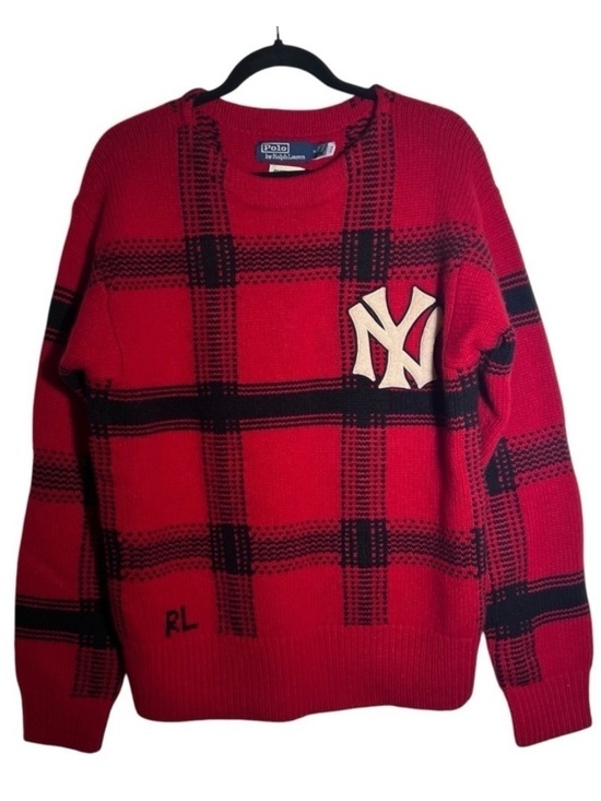 Polo Ralph Lauren Other - Polo Ralph Lauren Red Wool Blend Yankees Plaid Sweater